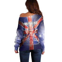 Personalized United Kingdom Off Shoulder Sweater British Lion Flag Style - Wonder Print Shop