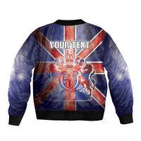 Personalized United Kingdom Sleeve Zip Bomber Jacket British Lion Flag Style - Wonder Print Shop