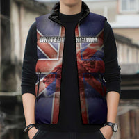 Personalized United Kingdom Sleeveless Puffer Jacket British Lion Flag Style - Wonder Print Shop