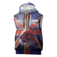 Personalized United Kingdom Sleeveless Zip Hoodie British Lion Flag Style - Wonder Print Shop