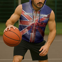 Personalized United Kingdom Sleeveless Zip Hoodie British Lion Flag Style - Wonder Print Shop