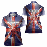 Personalized United Kingdom Women Polo Shirt British Lion Flag Style - Wonder Print Shop