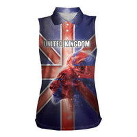 Personalized United Kingdom Women Sleeveless Polo Shirt British Lion Flag Style - Wonder Print Shop