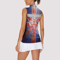 Personalized United Kingdom Women Sleeveless Polo Shirt British Lion Flag Style - Wonder Print Shop