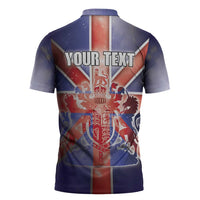 Personalized United Kingdom Zipper Polo Shirt British Lion Flag Style - Wonder Print Shop