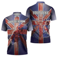 Personalized United Kingdom Zipper Polo Shirt British Lion Flag Style - Wonder Print Shop
