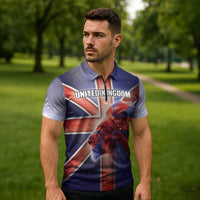 Personalized United Kingdom Zipper Polo Shirt British Lion Flag Style - Wonder Print Shop