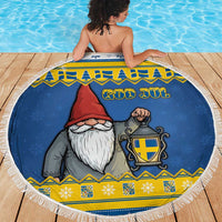 Sweden Christmas Beach Blanket Tomte God Jul - Wonder Print Shop