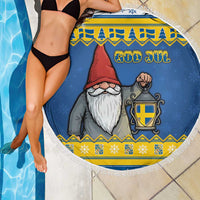 Sweden Christmas Beach Blanket Tomte God Jul - Wonder Print Shop