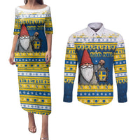 Sweden Christmas Couples Matching Puletasi and Long Sleeve Button Shirt Tomte God Jul - Wonder Print Shop