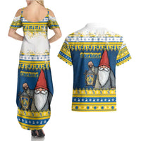Sweden Christmas Couples Matching Summer Maxi Dress and Hawaiian Shirt Tomte God Jul - Wonder Print Shop