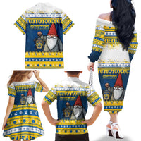 Sweden Christmas Family Matching Off The Shoulder Long Sleeve Dress and Hawaiian Shirt Tomte God Jul - Wonder Print Shop