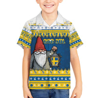 Sweden Christmas Family Matching Off The Shoulder Long Sleeve Dress and Hawaiian Shirt Tomte God Jul - Wonder Print Shop