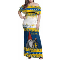 Sweden Christmas Family Matching Off Shoulder Maxi Dress and Hawaiian Shirt Tomte God Jul - Wonder Print Shop