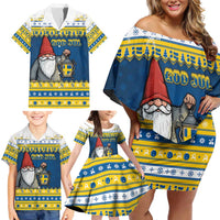 Sweden Christmas Family Matching Off Shoulder Short Dress and Hawaiian Shirt Tomte God Jul - Wonder Print Shop