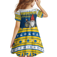 Sweden Christmas Kid Short Sleeve Dress Tomte God Jul - Wonder Print Shop