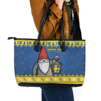 Sweden Christmas Leather Tote Bag Tomte God Jul - Wonder Print Shop