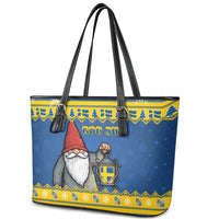Sweden Christmas Leather Tote Bag Tomte God Jul - Wonder Print Shop