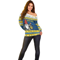 Sweden Christmas Off Shoulder Sweater Tomte God Jul - Wonder Print Shop