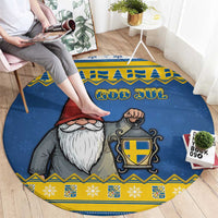 Sweden Christmas Round Carpet Tomte God Jul - Wonder Print Shop