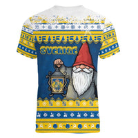 Sweden Christmas Women V-Neck T-Shirt Tomte God Jul - Wonder Print Shop