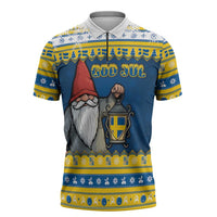 Sweden Christmas Zipper Polo Shirt Tomte God Jul - Wonder Print Shop