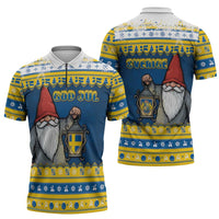 Sweden Christmas Zipper Polo Shirt Tomte God Jul - Wonder Print Shop