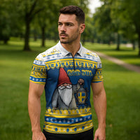 Sweden Christmas Zipper Polo Shirt Tomte God Jul - Wonder Print Shop