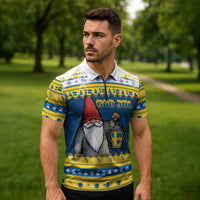 Sweden Christmas Zipper Polo Shirt Tomte God Jul - Wonder Print Shop