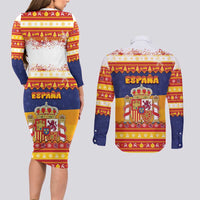 Spain Christmas Couples Matching Long Sleeve Bodycon Dress and Long Sleeve Button Shirt Los Reyes Magos - Wonder Print Shop