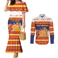 Spain Christmas Couples Matching Mermaid Dress and Long Sleeve Button Shirt Los Reyes Magos - Wonder Print Shop