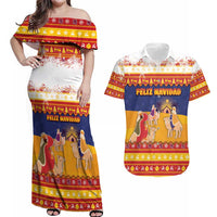 Spain Christmas Couples Matching Off Shoulder Maxi Dress and Hawaiian Shirt Los Reyes Magos - Wonder Print Shop