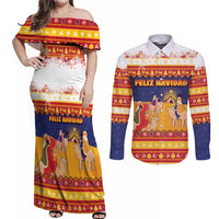 Spain Christmas Couples Matching Off Shoulder Maxi Dress and Long Sleeve Button Shirt Los Reyes Magos - Wonder Print Shop