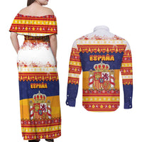 Spain Christmas Couples Matching Off Shoulder Maxi Dress and Long Sleeve Button Shirt Los Reyes Magos - Wonder Print Shop