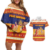 Spain Christmas Couples Matching Off Shoulder Short Dress and Hawaiian Shirt Los Reyes Magos - Wonder Print Shop