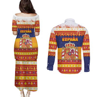 Spain Christmas Couples Matching Puletasi and Long Sleeve Button Shirt Los Reyes Magos - Wonder Print Shop