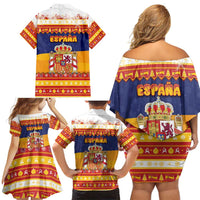 Spain Christmas Family Matching Off Shoulder Short Dress and Hawaiian Shirt Los Reyes Magos - Wonder Print Shop