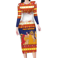 Spain Christmas Long Sleeve Bodycon Dress Los Reyes Magos - Wonder Print Shop