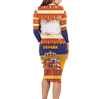 Spain Christmas Long Sleeve Bodycon Dress Los Reyes Magos - Wonder Print Shop