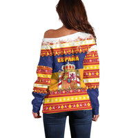 Spain Christmas Off Shoulder Sweater Los Reyes Magos - Wonder Print Shop