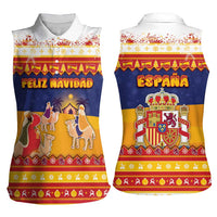 Spain Christmas Women Sleeveless Polo Shirt Los Reyes Magos - Wonder Print Shop