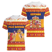Spain Christmas Women V-Neck T-Shirt Los Reyes Magos - Wonder Print Shop