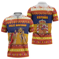 Spain Christmas Zipper Polo Shirt Los Reyes Magos - Wonder Print Shop