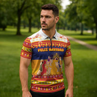 Spain Christmas Zipper Polo Shirt Los Reyes Magos - Wonder Print Shop