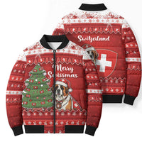 Switzerland Christmas Bomber Puffer Jacket Saint Bernard Merry Swissmas - Wonder Print Shop