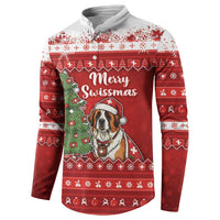 Switzerland Christmas Button Sweatshirt Saint Bernard Merry Swissmas - Wonder Print Shop