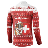Switzerland Christmas Button Sweatshirt Saint Bernard Merry Swissmas - Wonder Print Shop
