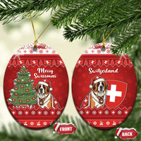 Switzerland Christmas Ceramic Ornament Saint Bernard Merry Swissmas - Wonder Print Shop