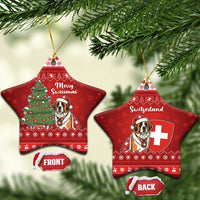 Switzerland Christmas Ceramic Ornament Saint Bernard Merry Swissmas - Wonder Print Shop