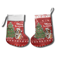 Switzerland Christmas Stocking Saint Bernard Merry Swissmas - Wonder Print Shop